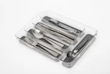 Plateau transparent et antidérapant pour couverts dans les caravanes, camping-cars et camping-cars.