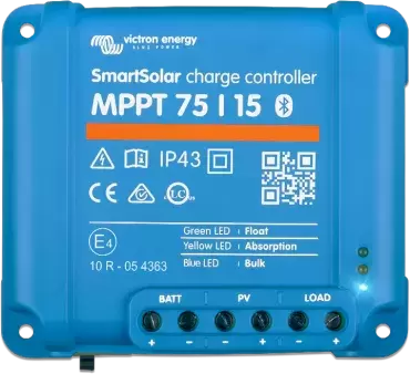 Régulateur solaire Bluetooth SmartSolar Victron Energy MPPT 75/15 pour camping-cars et caravanes.