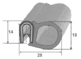 Caoutchouc polyvalent 18x28 mm pour profil de joint de porte pour camping-car, caravane et camping-car.