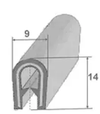Caoutchouc polyvalent 14x9 mm pour profilé de joint de porte avec intérieur métallique pour camping-car, caravane et camping-car.