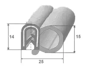 Caoutchouc universel polyvalent 15x25 mm pour profil de joint de porte pour camping-car, caravane et camping-car.