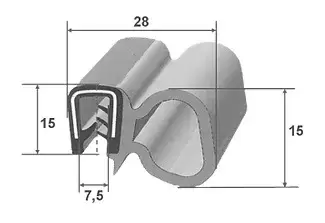 Canal large en caoutchouc polyvalent 15x28mm pour profil de joint de porte pour camping-car, caravane et camping-car.