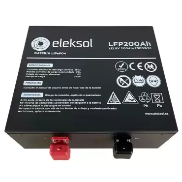 Batterie au lithium LiFePO4 sous siège Eleksol 12,8 V 200 Ah avec Bluetooth et BMS intégré pour camping-cars et caravanes.