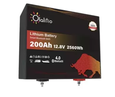 Batterie au lithium sous le siège 200 Ah 12,8 V LiFePO4 Smart BMS avec Bluetooth pour camping-car et camping-car. Dimensions (L xlxh) mm : 357 * 338 * 152 mm