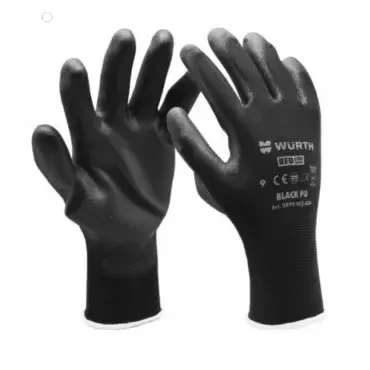 Gants WURTH T9 en PU microporeux noirs, paquet de 12 paires.
