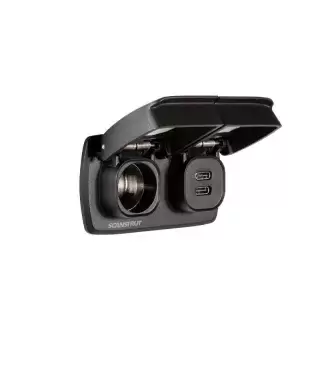 Prise de courant SCANSTRUT double USB-C et 12V avec capot de protection pour caravanes, camping-cars, camping-cars et 4x4 terrestres.