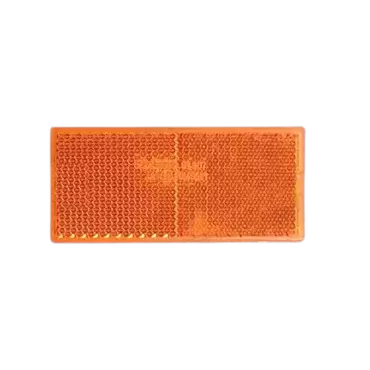 Catadioptrique adhésif rectangulaire de dimensions 90x40 mm de couleur ambre pour signalisation.
