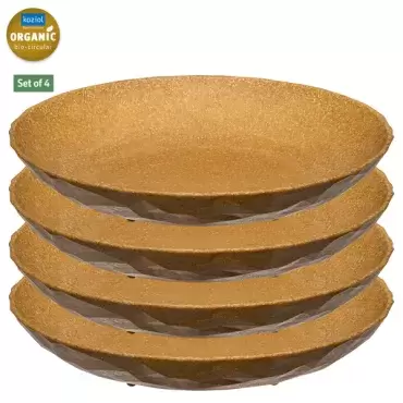Lot de 4 assiettes creuses Club 22 cm coloris sable, camping caravaning.