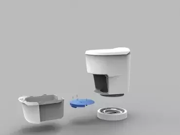 WC Clesana C1, WC sans eau avec base ronde pour première installation.