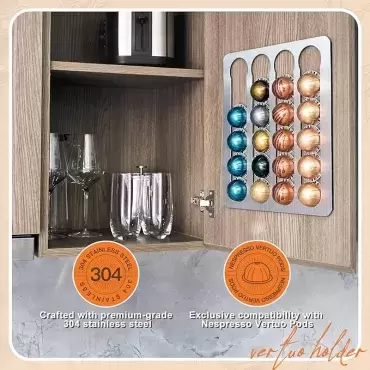 Support en acier inoxydable pour capsules de machine à café Nespresso, caravanes, camping-cars et camping-cars.