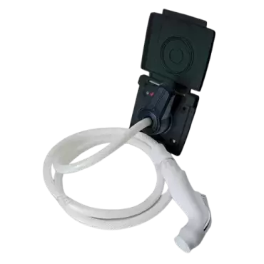 Sortie de douche extérieure avec couvercle noir et commande de température d'eau à levier unique, tous les accessoires inclus.