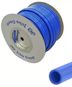 Tuyau bleu John Guest de 12 mm, rouleau de 100 m pour les installations d'eau dans les caravanes, les camping-cars et les caravanes pliantes.