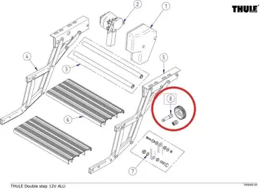 Recambio Kit reparación piñon escalón eléctrico Thule 2 peldaños para autocaravana.