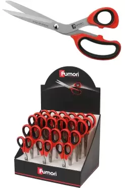 Tijera Fumasi 5.5" multiuso recubierta de  TITANIO + Hojas microdentadas.