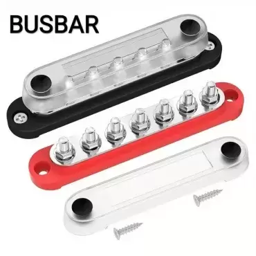 Busbar barras de alimentación 150AH M6 7 tornillos conjunto ROJO + NEGRO, para caravanas, autocaravanas, camper y 4x4 overlnad.