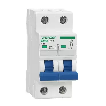 Commutateur magnétothermique Werden 2 P 16 AH, pour les installations dans les caravanes, camping-cars et camping-cars.