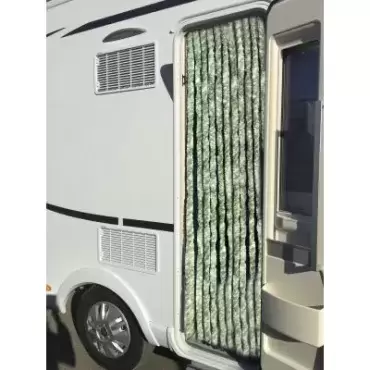 Rideau chenille pour porte camping-car, caravane Coloris grises et blanches  56X200 CM - INCASA