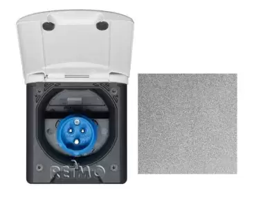 Prise électrique GRIS MOYEN extérieur magnétique caravane camping-car camping-car