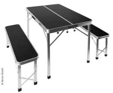 Ensemble table et chaises valise avec 2 bancs camping caravaning