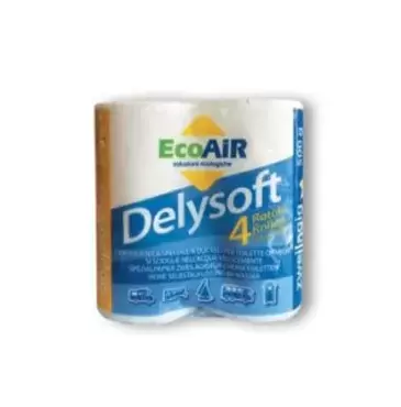 Papier toilette EcoAir 4 rouleaux spéciaux double couche, très doux, pour toilettes portables et fixes.