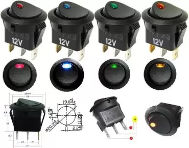 Interrupteur rond à led VERTE multi fonctions caravane camping car camping car