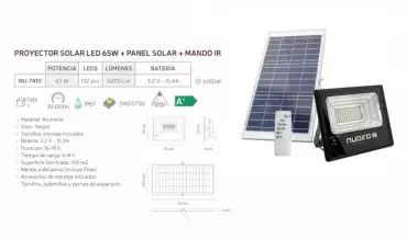 Projecteur Solaire Slim 200W panneau énergie solaire et télécommande