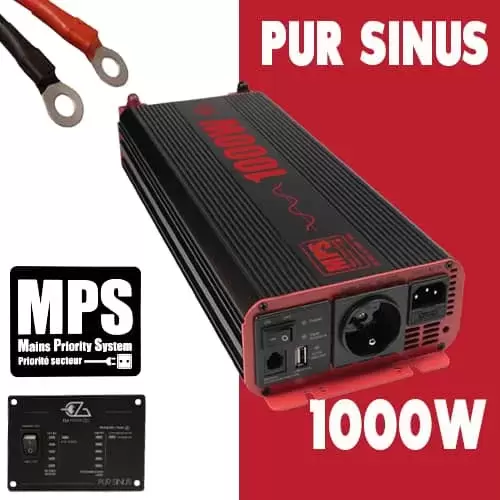 Convertidor de corriente onda pura 1000W EZA POWER con mando a distancia para autocaravanas, camper y 4x4 overland.