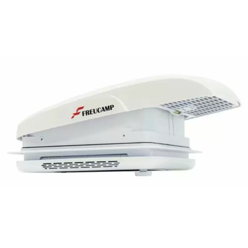 Claraboya con ventilador tipo Maxxfan con tapa externa color blanca, caravana, autocaravana y camper.