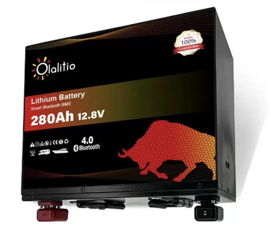 Batería de Litio bajo asiento 280Ah 12.8V LiFePO4 Smart BMS con Bluetooth para Autocaravana y camper.