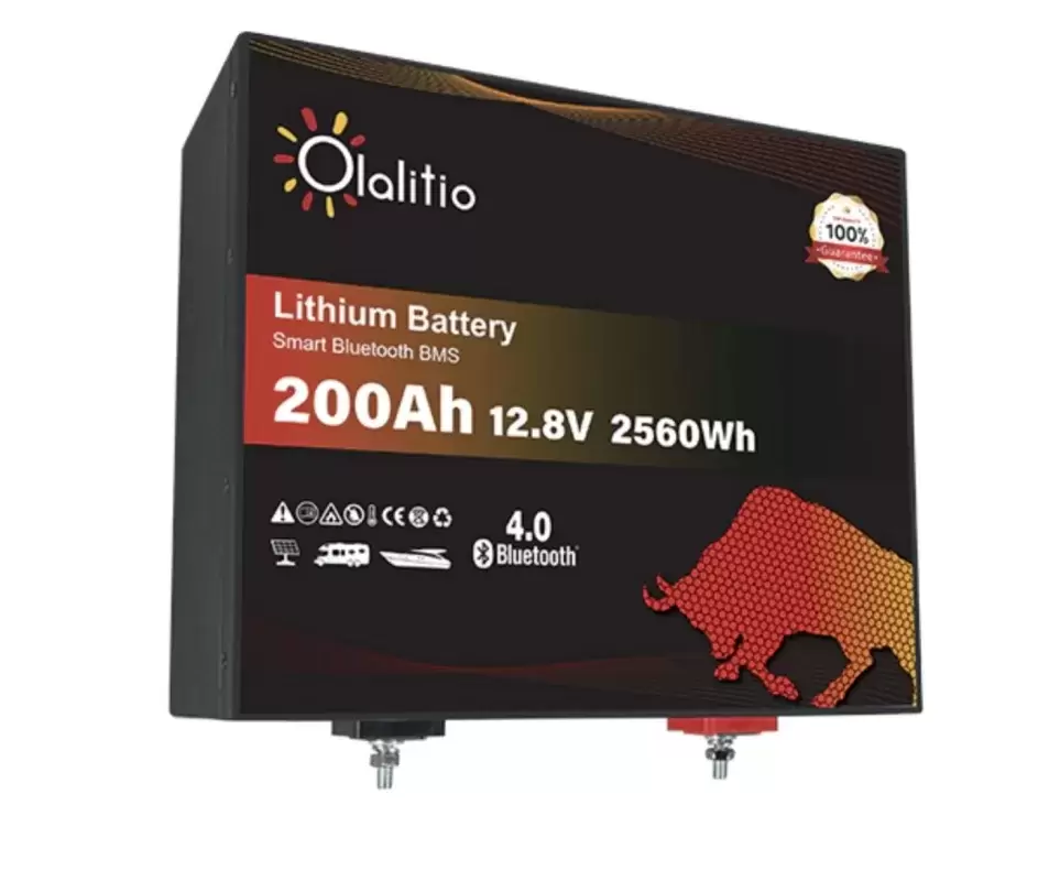 Batería de Litio bajo asiento 200Ah 12.8V LiFePO4 Smart BMS con Bluetooth para Autocaravana y camper. Dimensiones (L x W x H) mm: 357 * 338 * 152mm