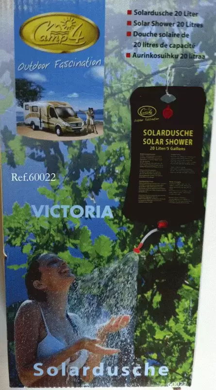 Ducha solar camping, camper y 4x4 overland.