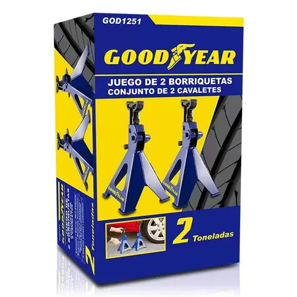 GoodYear juego de 2 borriquetas de acero 2 toneladas para caravanas, autocaravanas, camper y 4x4 overland.