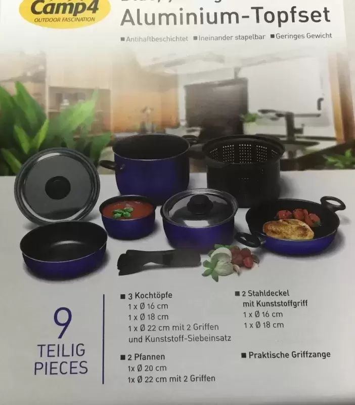 Bateria de cocina aluminio camping caravaning