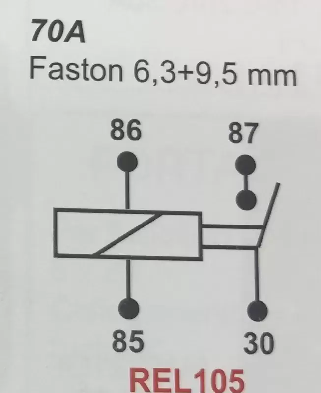 Relé de 12V con capacidad de contacto de conmutación de 70A multiples aplicaciones.