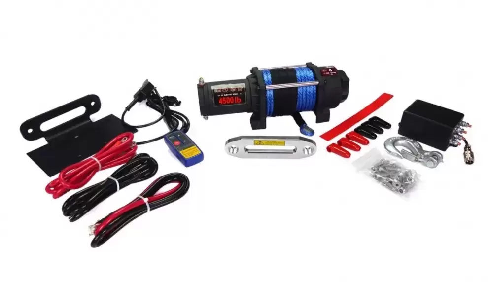 Cabrestante 12V, 2040KG , Color azul para 4X4 Overland y remolques.